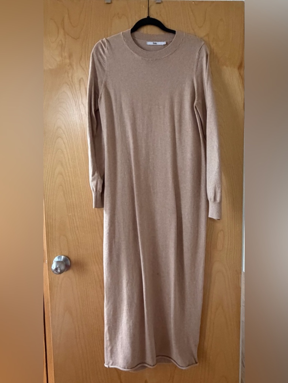 boa. Long Sleeve Knit Maxi Dress in Beige